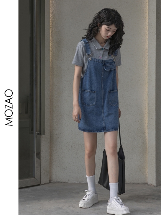 牛仔背带裙 全新