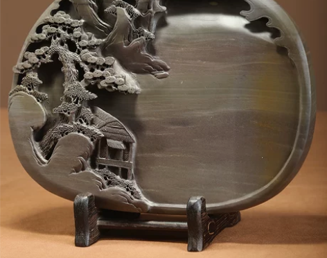 端砚砚师傅 砚台原石天然手工雕刻孤品山水砚...