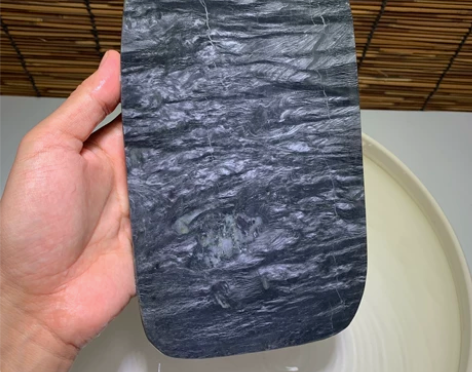 歙砚 老叶九坑眉纹 可做壶承 杯拖 原石 ...