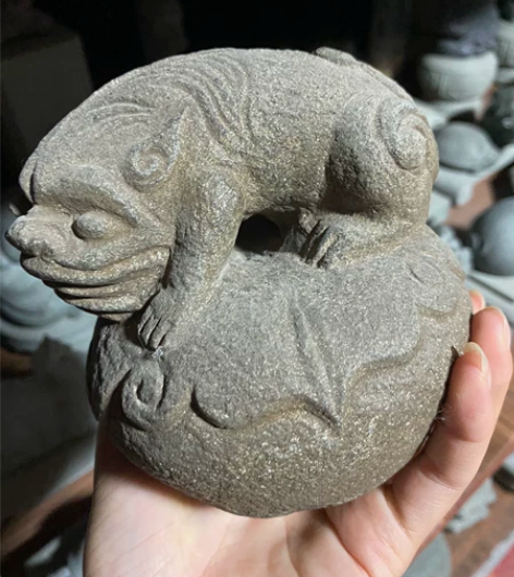 青石石狮子秤砣茶宠镇纸石摆件如意装饰事事如...