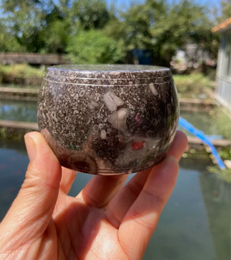 远古化石镇纸石，盖置……直径9高5左右。自...