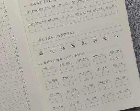 楷书练字帖 一二年级同步看拼音写词语生字注...