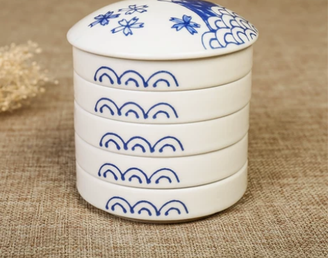 手绘墨碟 陶瓷调色盘 五层水彩调色碟 砚台...