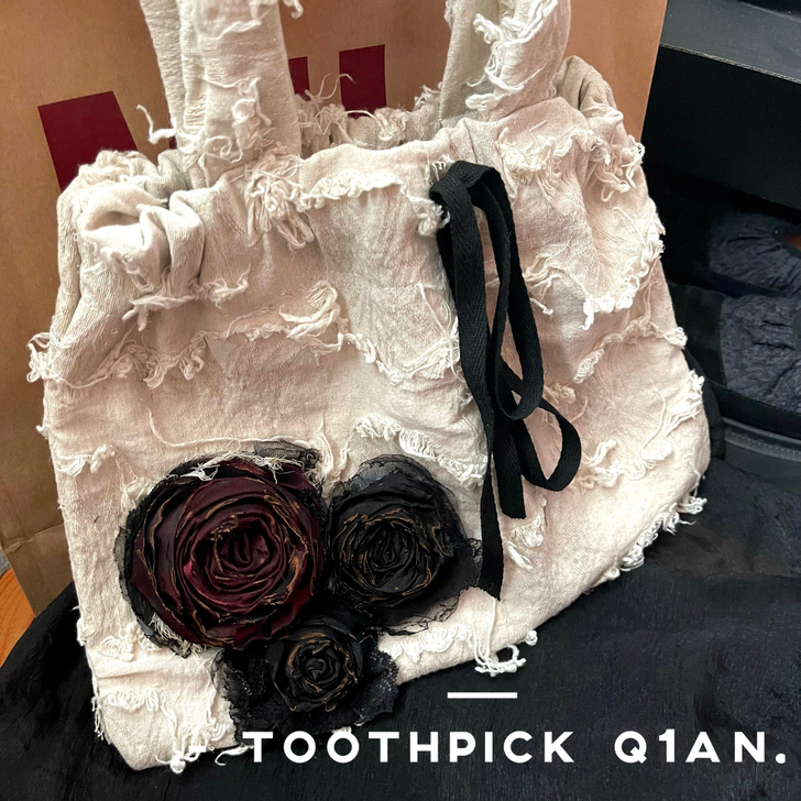 原创暗黑ed手作包 玫瑰花流苏抽绳包 复古...