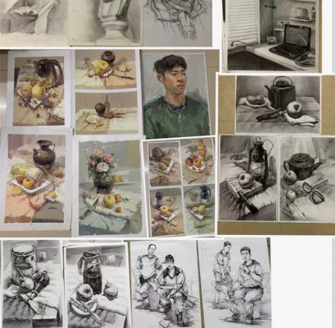 大量现成美术作品，色彩、素描静物 头像 石...