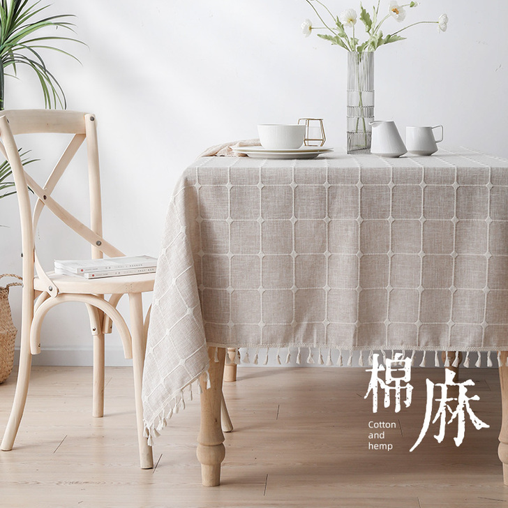 桌布布艺棉麻防水北欧简约小清新长方形茶几台...