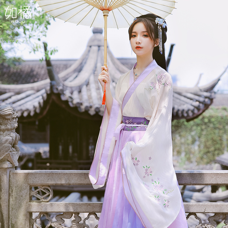 原创汉服女中国风改良版广袖齐腰襦裙飘逸古风...