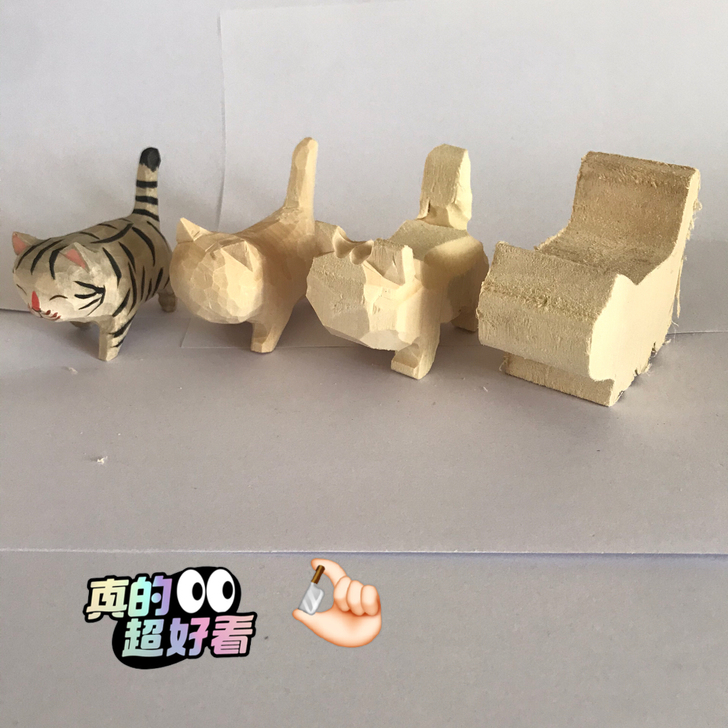 木雕猫咪摆件 橘猫 木猫 纯手工实木手作 ...