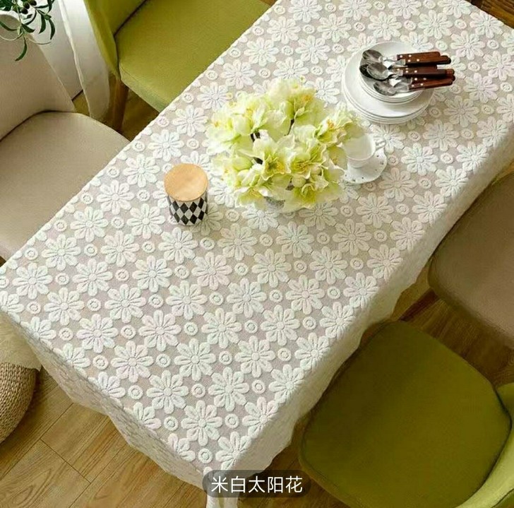 【低价清货】白色茶几桌布蕾丝餐桌布长方形布...