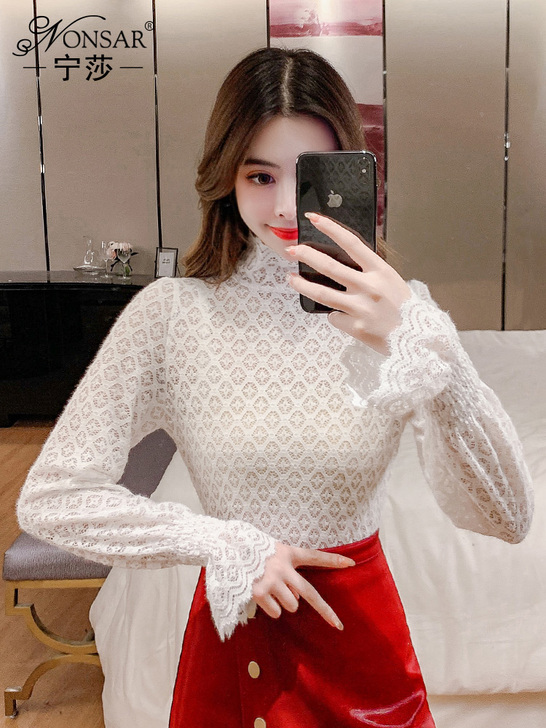 nonsar/宁莎 蕾丝雪纺衫