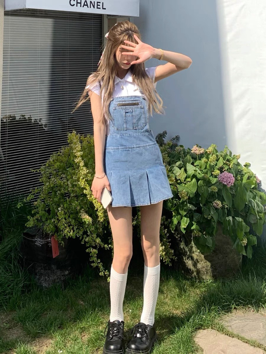 JMSHOP 现货初恋女神 减龄背带裙小个...