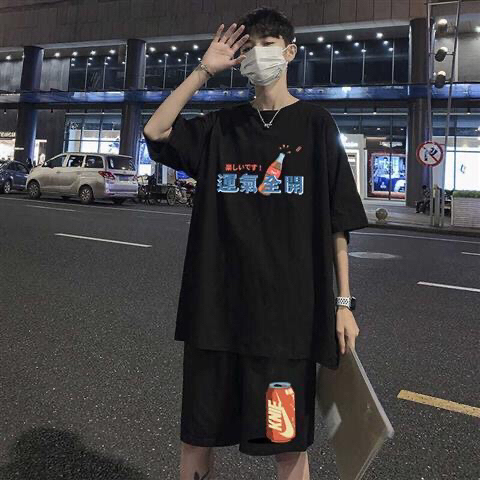 休闲运动套装男夏季新款两件套韩版潮流帅气炸...