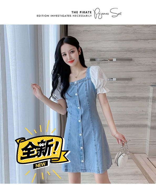 【低价出售】牛仔连衣裙女夏季韩版时尚显瘦蕾...
