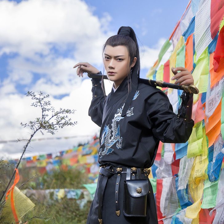 如梦霓裳汉服男装直身[江城子]六龙纹刺绣射...