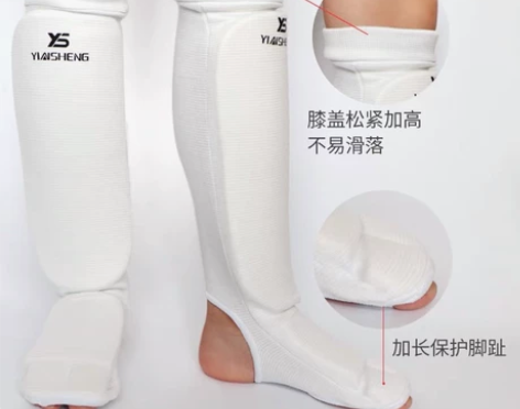 空手道护腿泰拳护腿带脚趾头护腿成人儿童针织...