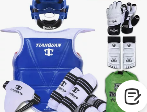 天拳体育跆拳道护具9件套,34码道鞋,脚靶...