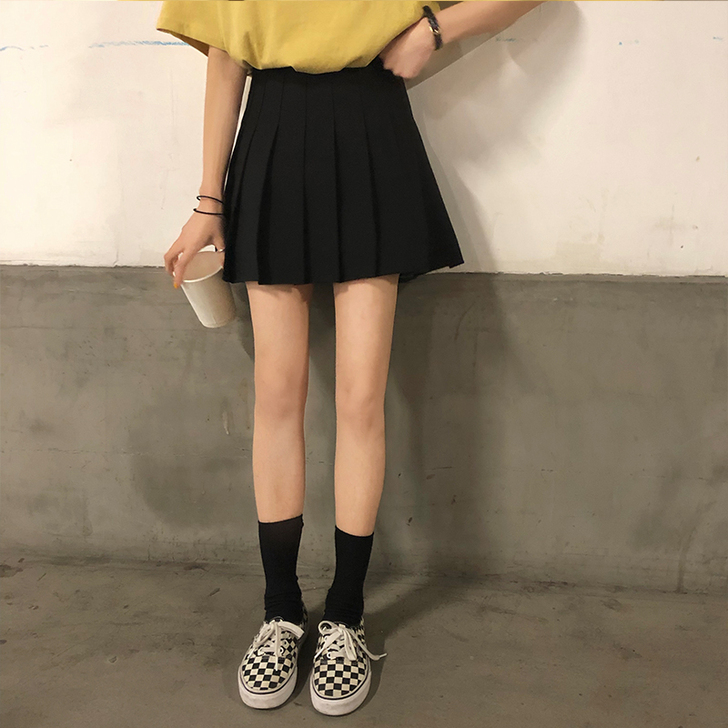 橘子酱yo百褶裙短裙高腰a字少女学院风防走...