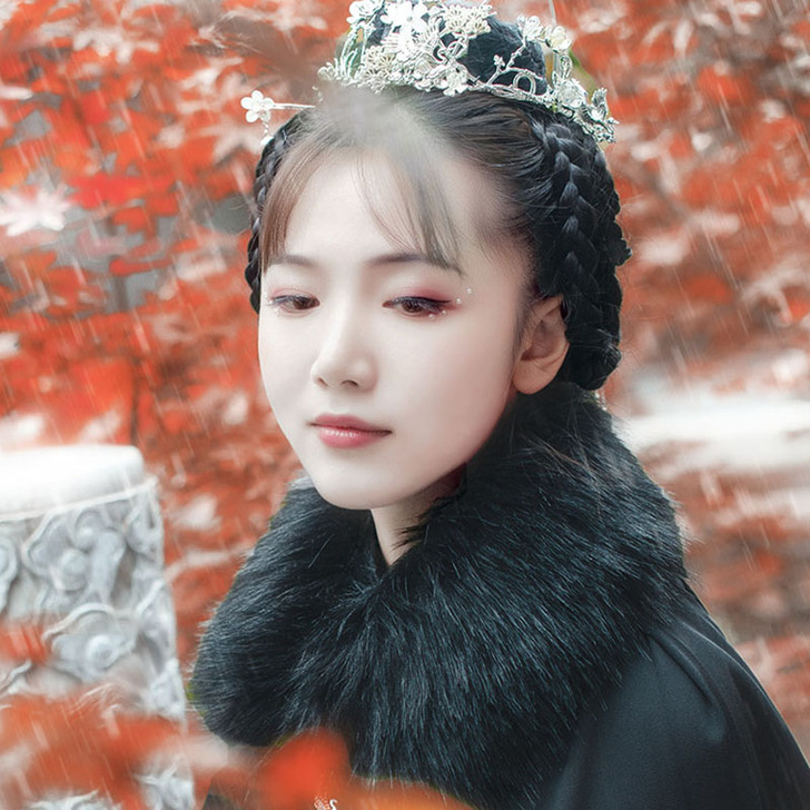 如梦霓裳汉服毛领斗篷配饰长毛仿狐狸毛，