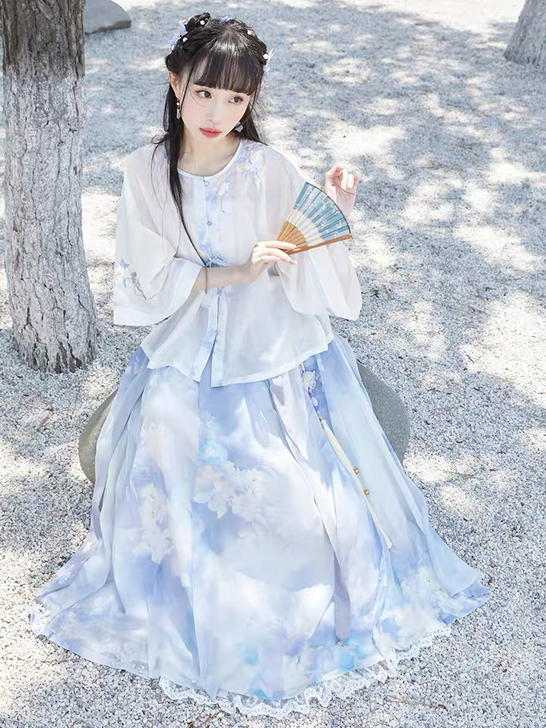 十三余小豆蔻儿[清晨山雾]圆领对襟短衫吊带...