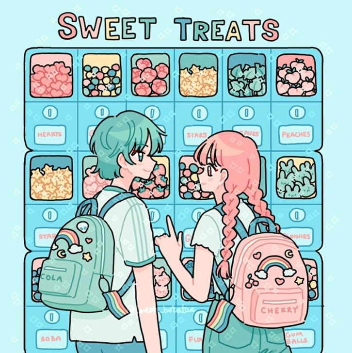 韩国ins少女风插画 蒸汽波水彩  手绘临...
