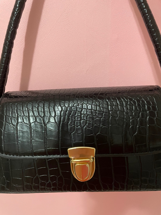 韩版百搭石头纹时尚腋下包单肩包 黑色