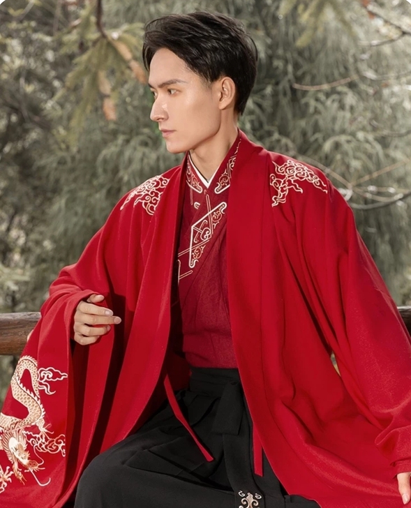 重回汉唐传统汉服男装中国风原创日常礼服鹤氅...