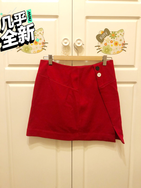 荷比俪HPLY红色正红色半裙A字裙