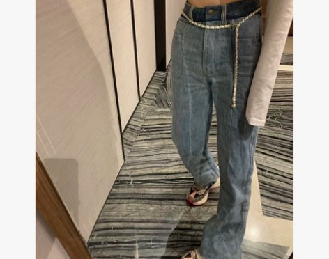 高腰直筒宽松显瘦牛仔裤女2021年新款潮i...