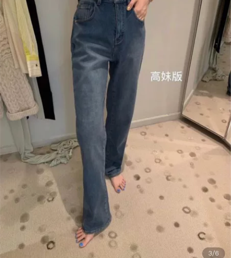vcruan阿希哥显瘦厚抓绒牛仔裤女含常规...