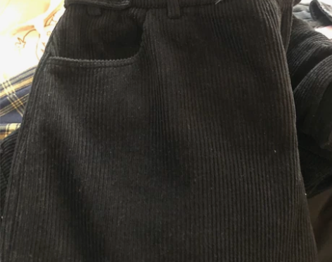 灯芯绒阔腿裤女高腰秋冬 黑色加绒XL 感兴...