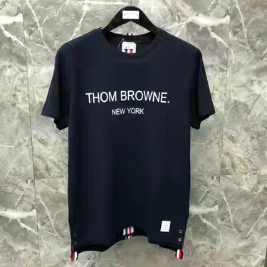 纯棉男女情侣同款背后彩条纹短袖T恤