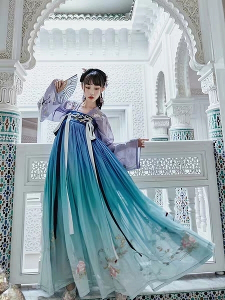 送汉服 十三余花神祭小全套 蓝花神s码。穿...