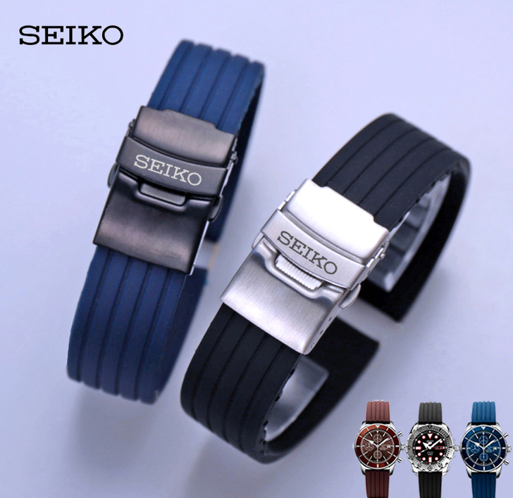 精工手表带硅胶适配SEIKO5号男运动新盾...