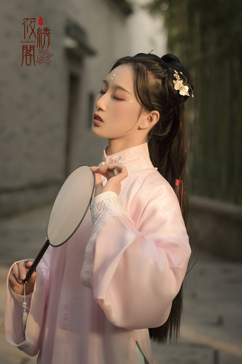 筱绣阁 寒云苒 明制立领长衫全新，粉色M码