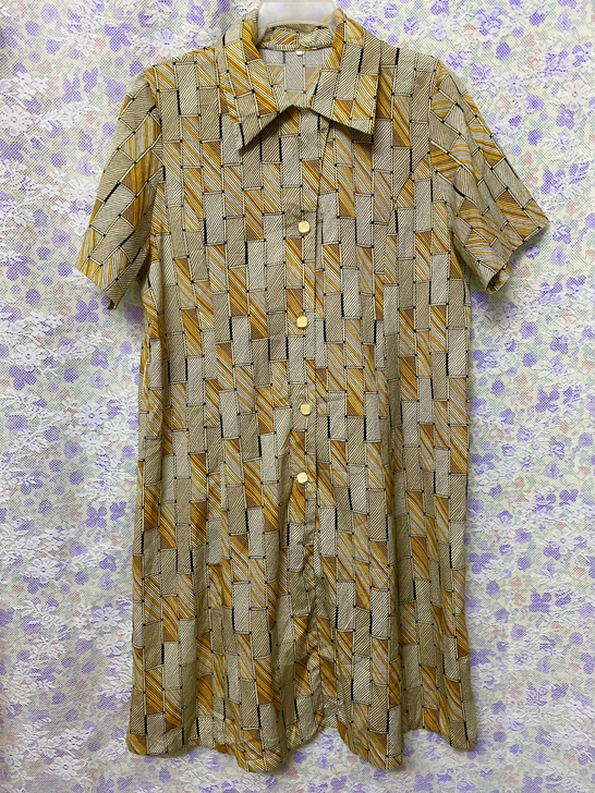 vintage日本古着复古几何大码连衣裙