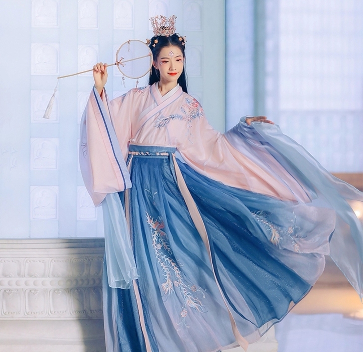 汉尚华莲凤栖原创改良汉服女秋装齐腰大袖交领...