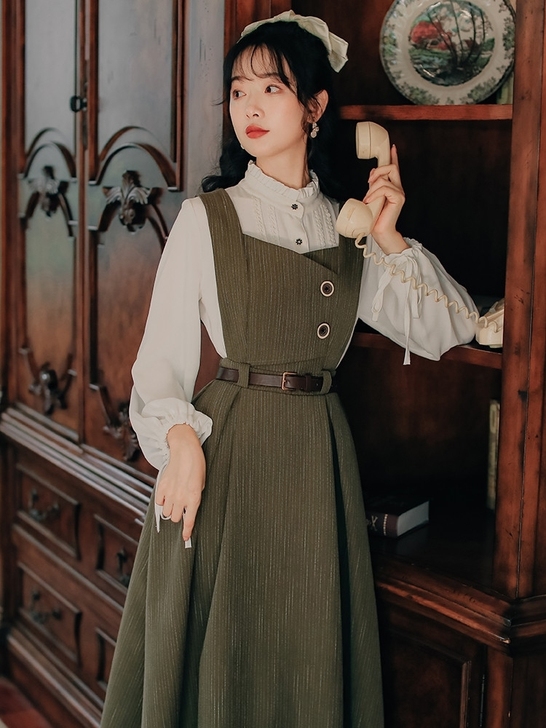 背带裙 显瘦气质森女系