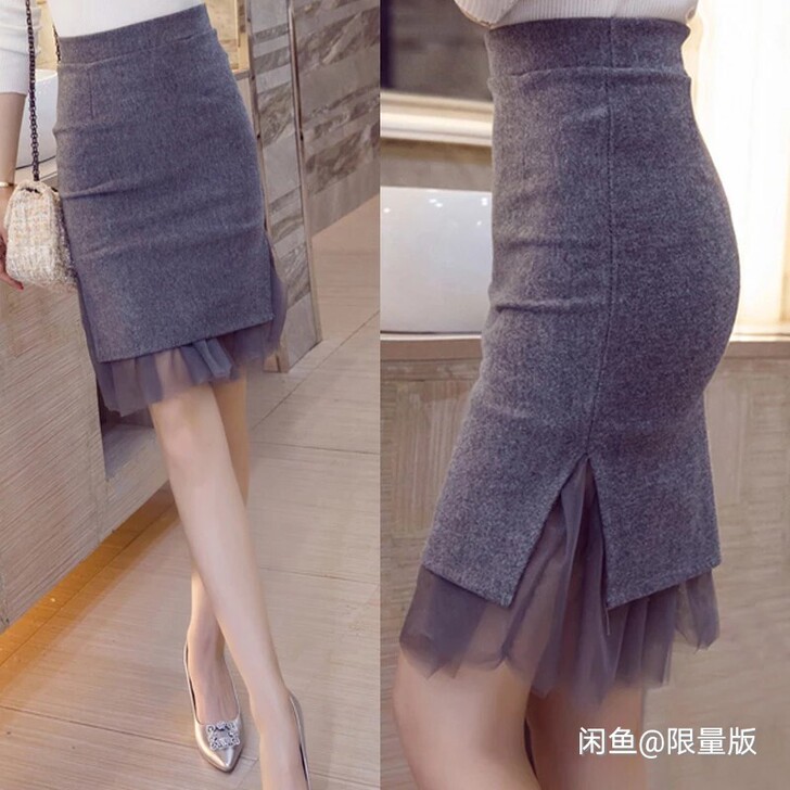 绒面包臀裙带内胆小码