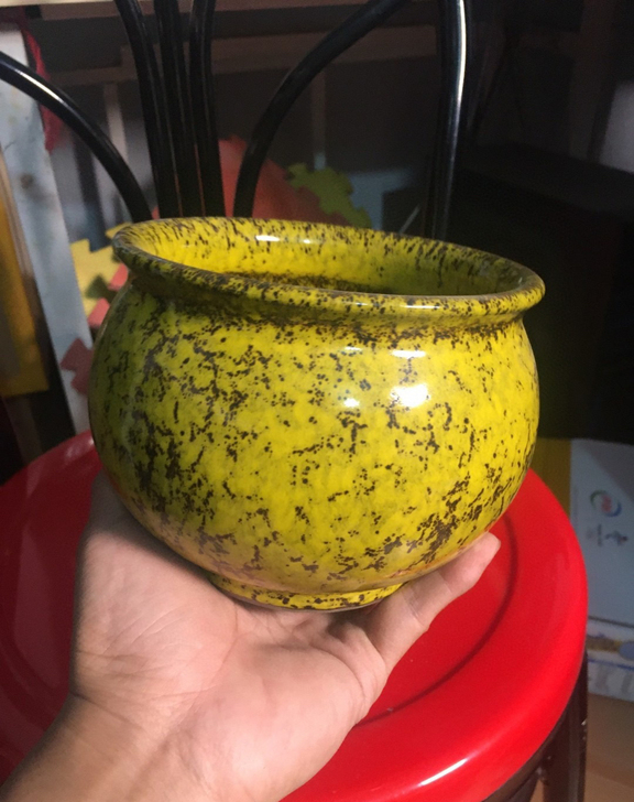 古董老瓷器钧钵式窑变黄釉笔洗鸡心洗文房四宝...