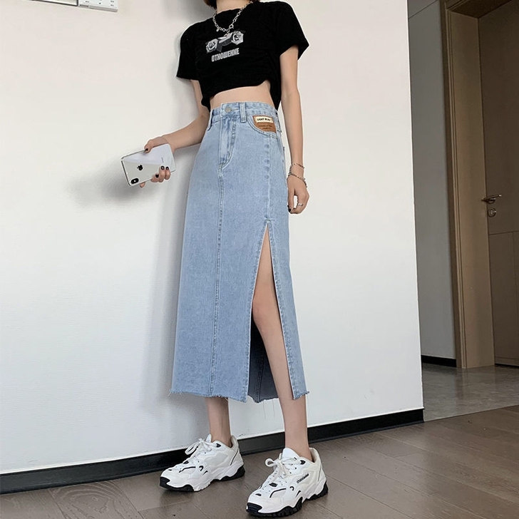 牛仔包臀裙   开叉小性感   全新一次没...