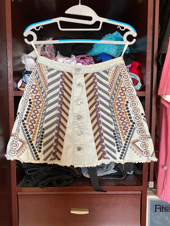 DAZZLE 地素   民族风 牛仔半裙 ...