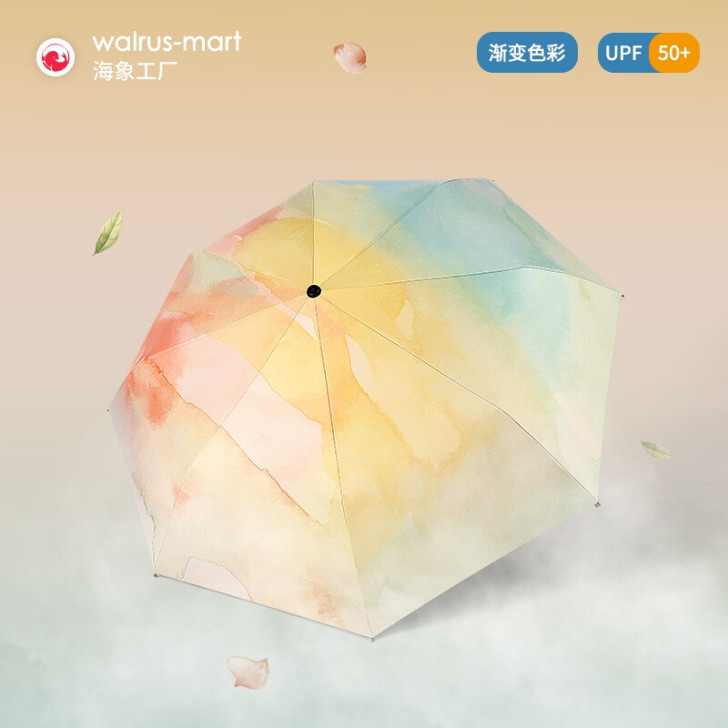 渐变幻彩女神防晒森系黑胶定制upf50+防...