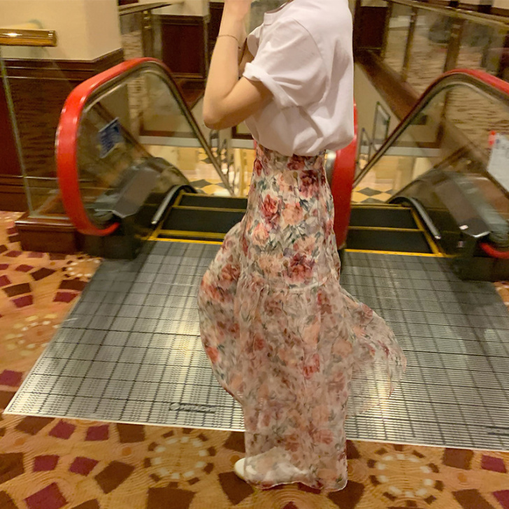 are U shop 油画风半身裙女夏欧根...