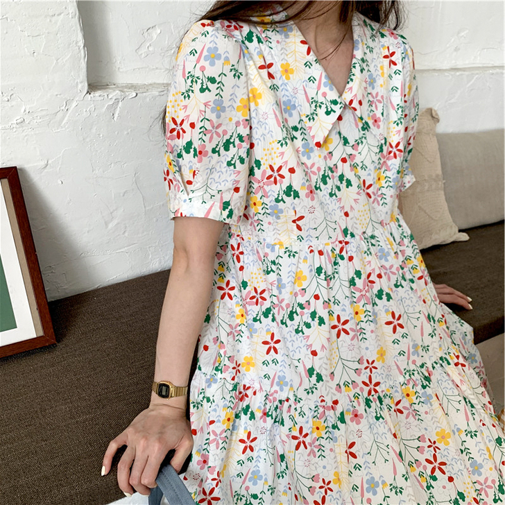 小清新甜美碎花法式初恋裙子仙女超仙森系气质...