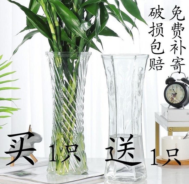 【买一送一】玻璃花瓶加厚 客厅插花摆件水培...