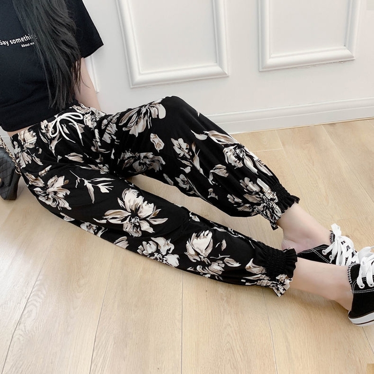 南极人2021夏凉冰丝裤新款高腰灯笼裤休闲...