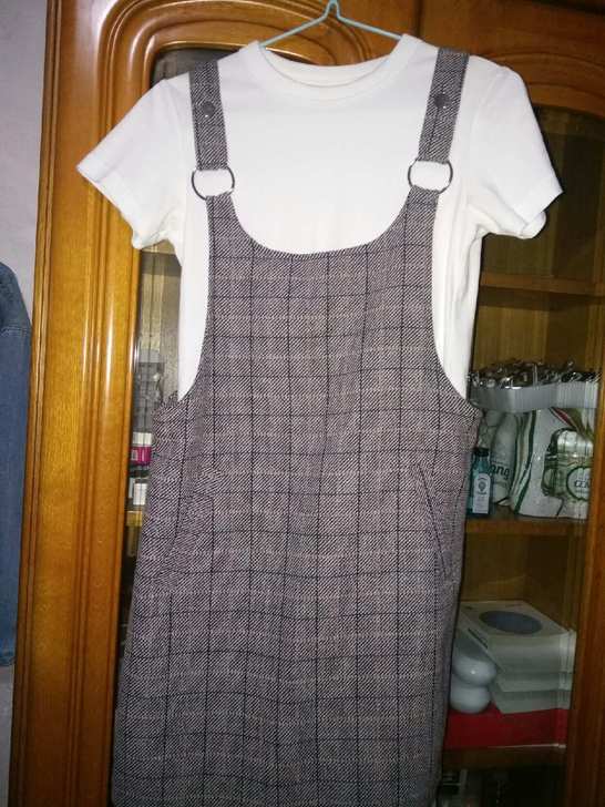 cache cache 格纹背带裙