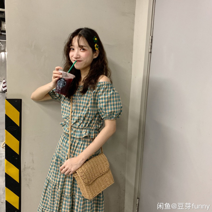 小鹿要飞格子裙两件套