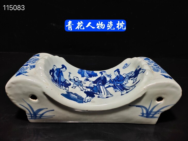 青花手绘人物瓷枕