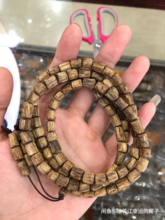 天然芽庄绿棋楠沉香随形手串，生闻凉意足，甘...
